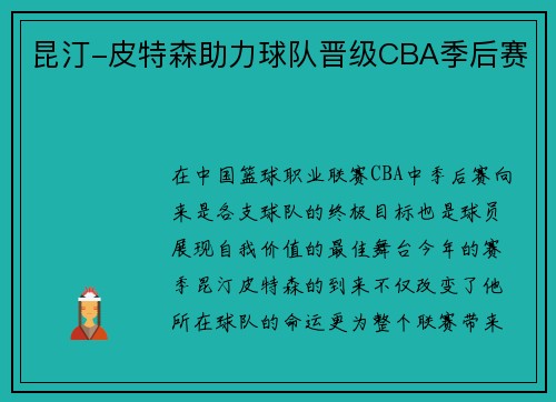 昆汀-皮特森助力球队晋级CBA季后赛